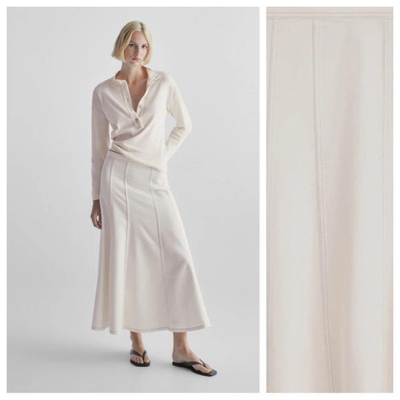 Massimo Dutti Dresses & Skirts - NWT. Massimo Dutti Off White Denim High Waisted Panel Midi Skirt. Size 2, 4.